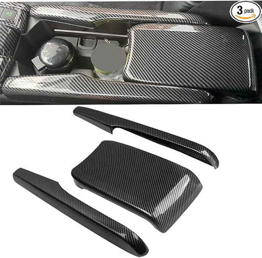 Carbon Fiber Style Center Armrest Box Cover Console Box Storage Box Trim Covers Compatible with Honda Civic 10th Generation 2016 2017 2018 2019 2020 2021 Auto Interior Accessories (3Pcs)