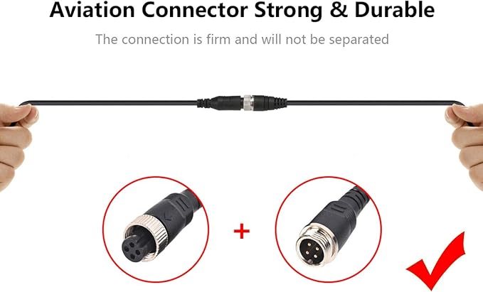 Vehicle Backup Camera 7" TFT Monitor,18 IR Night Vision Rear View Camera Without Gride Line IP 68 Waterproof, 4 Pins Aviation Extension Cable for 33FT Length RVs, Bus, Trailer,Truck