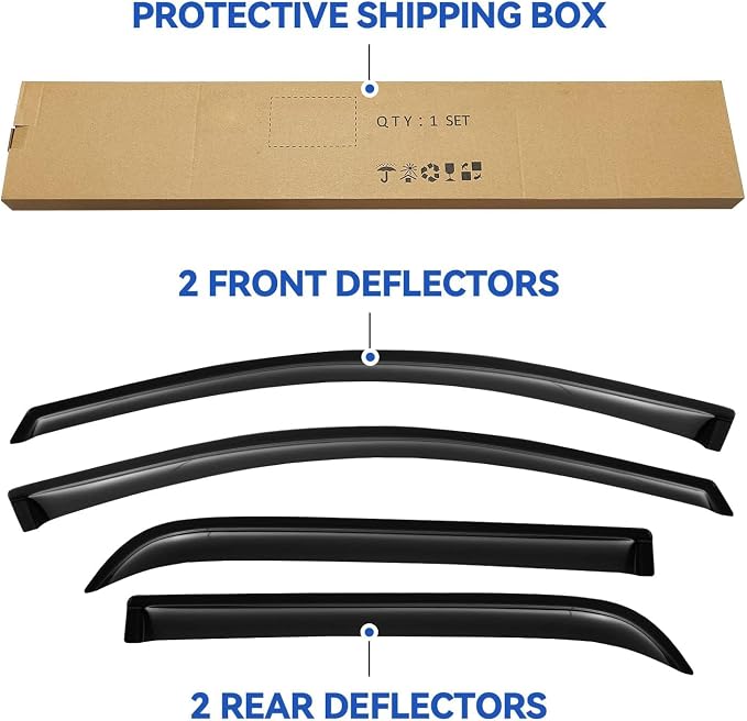 Window Visors Rain Guards Shield for 2007-2016 GMC Acadia, Out-Channel Window Vent Wind Deflectors Visors Shades for 2007-2010 Saturn Outlook 2017 Acadia Limited