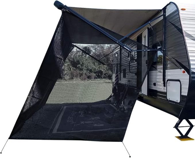 Shadeidea RV Awning Sun Shade Screen for Side Panel - 9' 6'' X 7' 6'' -Black Mesh Sunshade Motorhome Camping Trailer UV Sunblocker Canopy Sunscreen - 3 Year Warranty