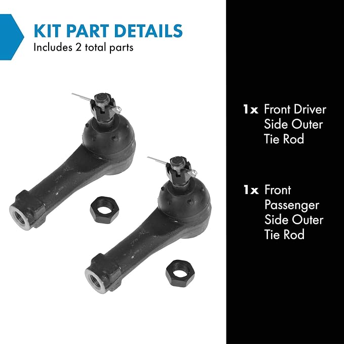 TRQ Front Outer Tie Rod Set 2 Piece Compatible with 1999-2004 Honda Odyssey