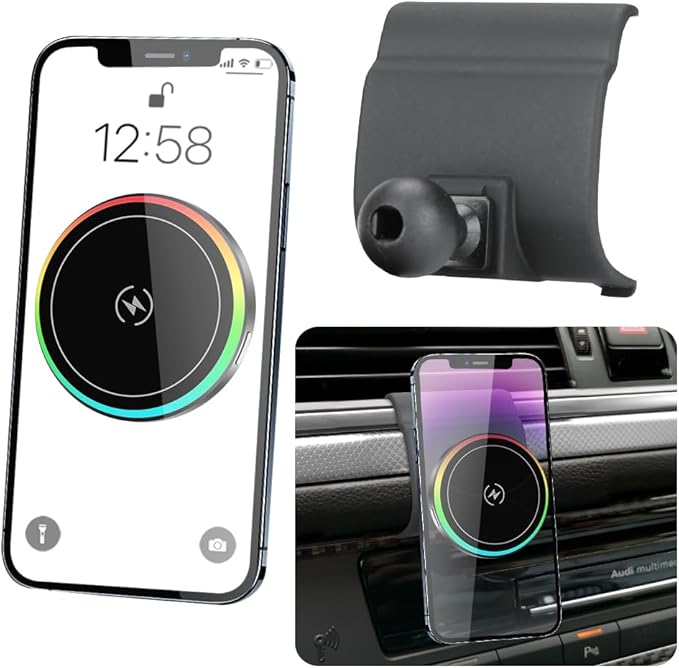 Car Magnetic Phone Mount for Audi A6 S6 A7 S7 RS6 RS7 2012 2013 2014 2015 2016 2017 2018 Auto Interior Accessories Best Cellphone Holder Fast 15W Wireless Charger Cell Phones Charging Stand