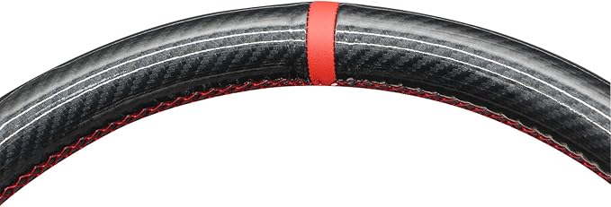 MEWANT Steering Wheel Cover for Dodge Ram 1500 2500 3500 2004-2008 Carbon Fiber&Microfiber Leather Steering Wheel Wrap