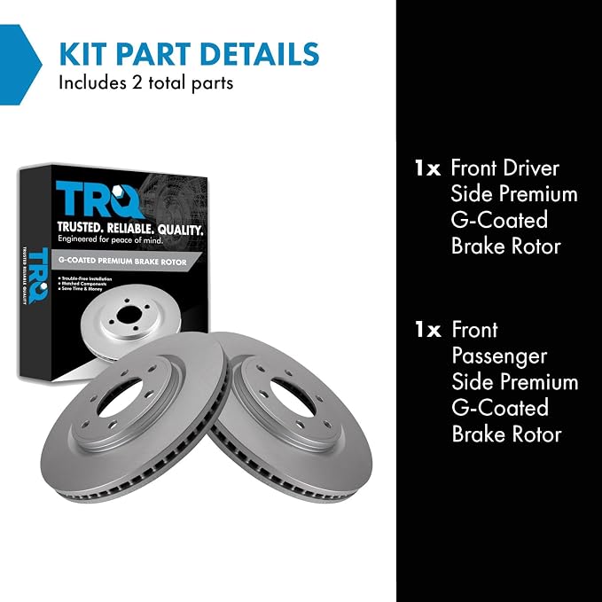 TRQ Front Brake Rotor Set Coated Compatible with 2007-2013 Infiniti QX56 2014-2024 QX80 2007-2024 Nissan Armada 2007-2023 Titan