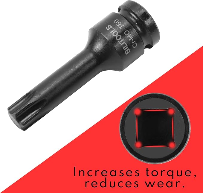 BILITOOLS 8-Piece Impact XZN Triple Square Spline Bit &Hex Allen Bit &Torx Bit Socket Set 1/2 inch Drive, M5-M18, Cr-Mo Steel