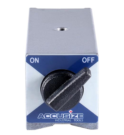 Accusize Magnetic Base, 264 lb Pull, 6010-0141 | On/Off Switch, V-Groove Bottom, M8 x 1.25 mm Tapped Hole, 4.645" x 1.968" x 2.165"