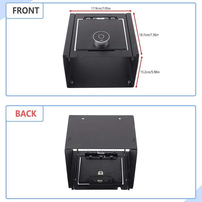 Aunginsy Center Console Lock Safe Box Compatible with Toyota Tacoma 2016-2023, Car Anti-Theft High Security Armrest Lock Box Storage Organizer Tray Vault with Biometric Fingerprint Lock Accessories