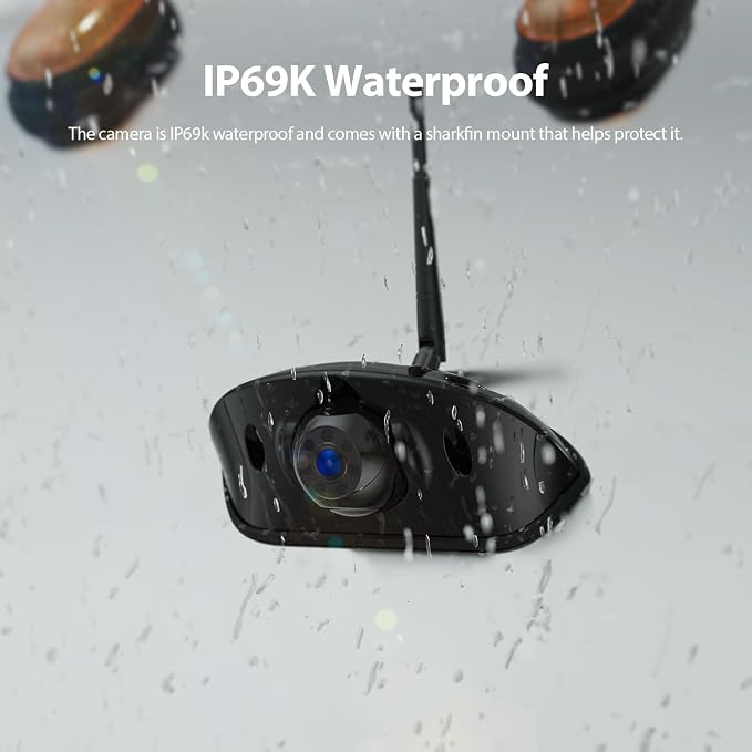 Sharkfin Wireless Rear View Backup Camera for BW7M, IP69k Waterproof, Night Vision-ZEROXCLUB BW7MR