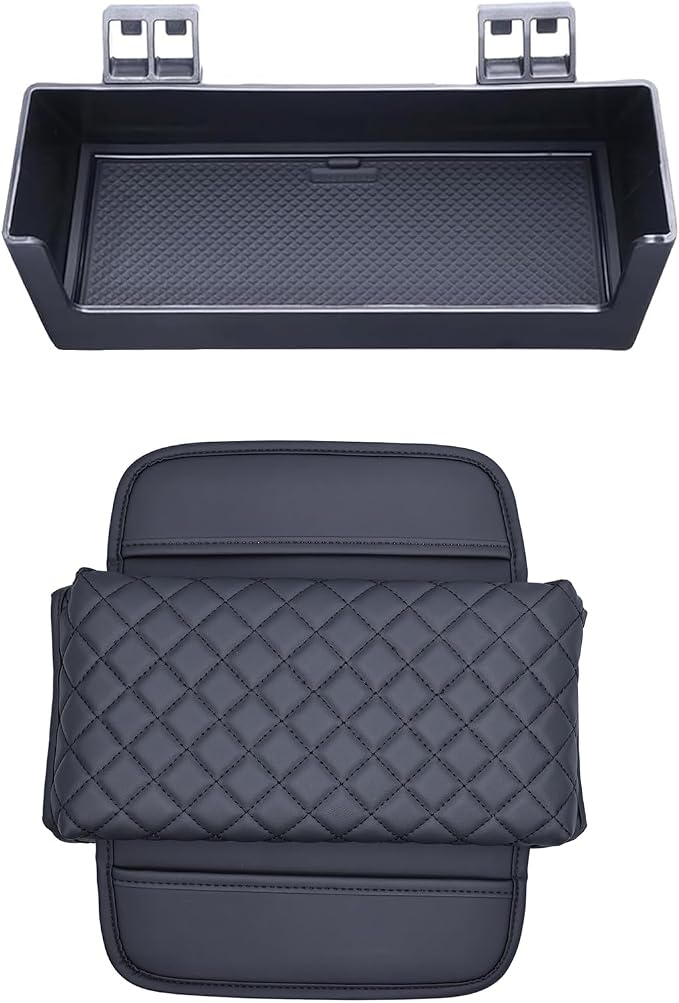 TOPINSTALL Sun Visor Sunglass Holder and Console Armrest Cover Compatible with Ford Bronco 2021-2025 Accessories, Glasses Box Card Storage Organizer, Armrest PU Leather Protector Cover(Not for Sport)