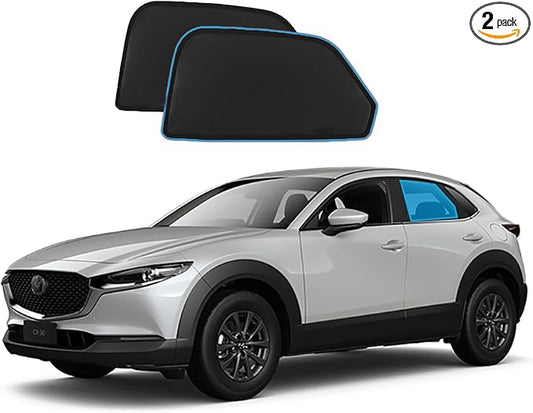 Custom Magnetic Mesh Sunshade for Mazda CX30 2020-2025, Side, Rear & Port Windows Sun Blind for Baby Protection, UV/Heat Reduction,Privacy Shield (2 pcs Rear Window Shades)