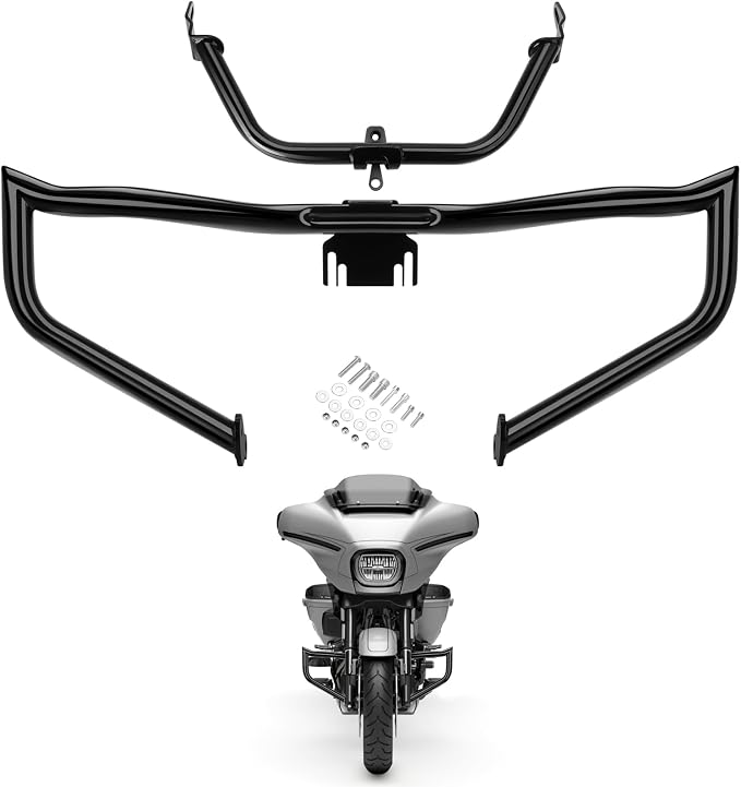 Chopped Engine Guard for Harley Road Glide Motorcycle Protector Crash Bar Heavy-Duty Highway Freeway Protection Bar Compatible with Harley Davidson FLTRX FLTRXS FLTRXST FLTRXSE 2009-2023