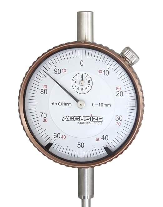 Accusize 0-10mm Dial Indicator, Resolution: 0.01mm, P900-S001 | 0-10mm x 0.01mm, AGD2 Style, Metric, Lug Back