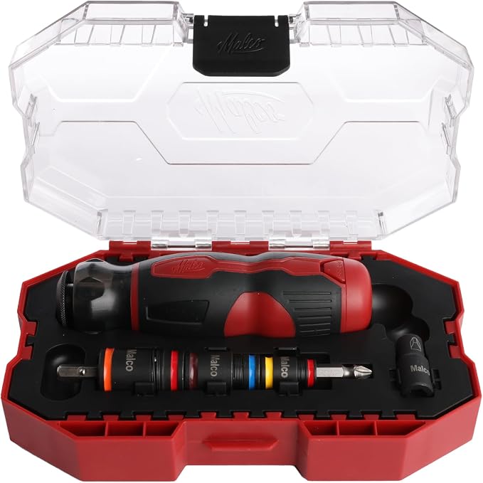 Malco KITFB2 C-RHEX 7-in-1 Flip Bit Socket Set with Premium Grip Storage Handle & Case – 6 Cleanable Reversible Hex Sizes (1/4"-9/16"), 12 Impact-Rated Bits, Insert Bit Socket
