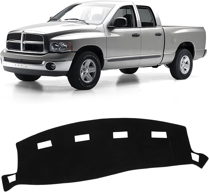 KUST Black Dash Cover for 2002-2005 Dodge Ram 1500, 2003-2005 Ram 2500/3500 Polyester Dashboard Cover Non-Slip Interior Accessories for Dodge Ram Custom Fit Dashboard Mat No Glare