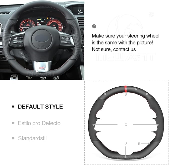 MEWANT Hand Stitch Suede Genuine Leather Steering Wheel Cover for Subaru WRX (STI) Levorg Steering Wheel Protector
