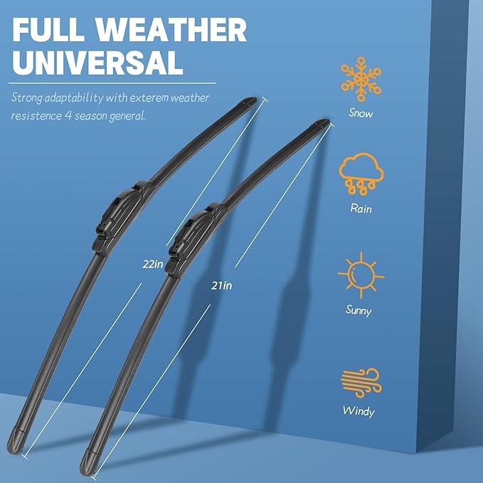 MIKKUPPA 22"+21"+12" Windshield Wiper Kit - Replacement for 2011-2023 Dodge Durango, 2011-2013 Jeep Grand Cherokee - U/J Hook All Season Wiper Blades, Pack of 3