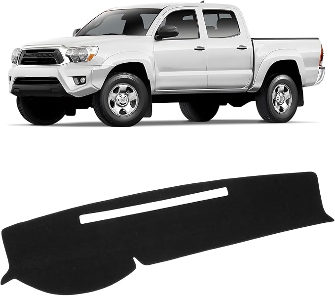 KUST Black Dash Cover for Toyota Tacoma 2005-2015 Pickup Non-Slip Dashboard Cover Polyester Center Console Dash Cover Interior Accessories for Tacoma Windshield Sunshade No Glare