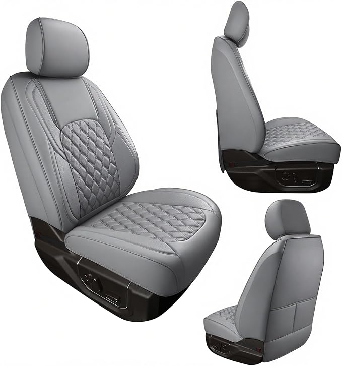 Huidasource 2007-2017 Wrangler JK Seat Covers 4 Door, Waterproof Wrangler Leather Seat Cover, Front&Rear Seat Cushion Protector Fit for Jeep Wrangler JK 4-Door Sahara Sport Rubicon(Full Set/Gray)