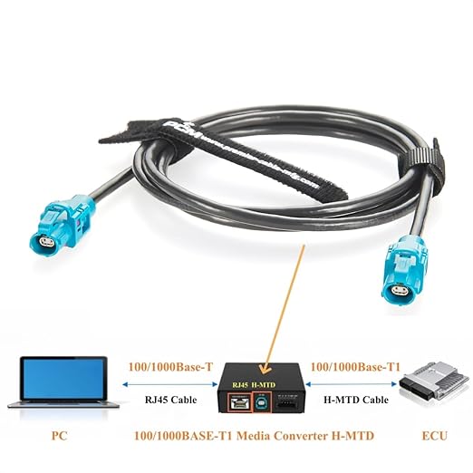 Rosenberger E6K10A-1CAZ5-Z H-MTD Vehicle Automotive Ethernet Cable 10Gbps 100/1000BASE-T1 H-MTD Female to Female Shielded LCA-101-1000-Z-Z Cable for ADAS, Telematics, Autonomous Driving (0.5M/1.64FT)