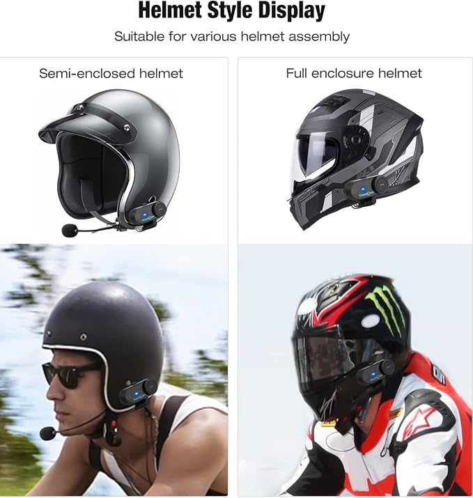 FreedConn Bluetooth Motorcycle Headset, TCOM VB Helmet Headset 2-Way 800M Intercom, Universal Pairing Communication System Kit for Ski/ATV/Dirt Bike (FM/ IP65 /2 in 1 Mic/Siri) 2 Pack