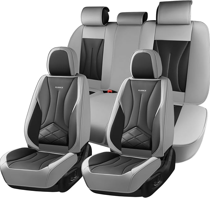 FLORICH Car Seat Covers Full Set, Leather Seat Covers for Cars, Waterproof Car Seat Protectors 5 Seats, Front and Rear Seat Covers for Cars, Automotive Seat Protector Fit for Most Car SUV Truck