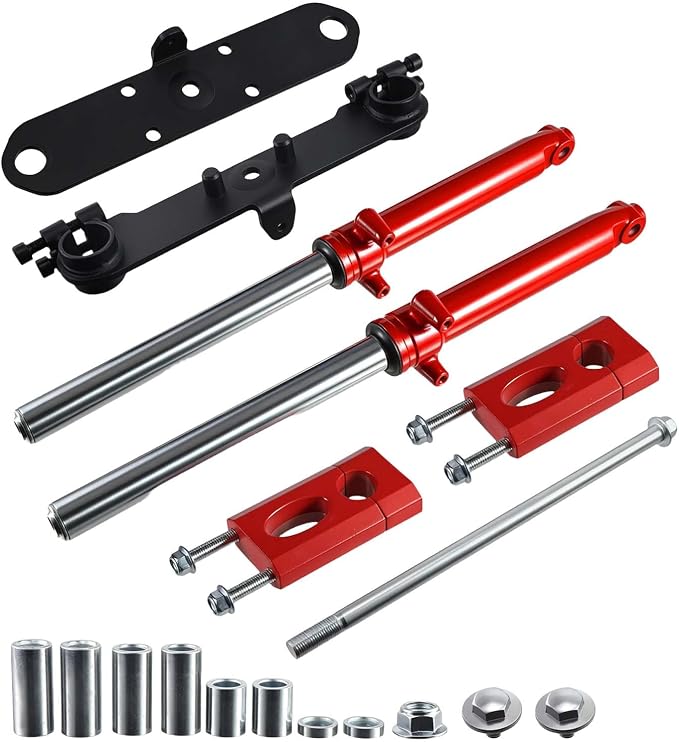 Mini Bike Front Fork Suspension & 7/8" Handlebar Riser Kit fit for Coleman CT100U for Monster Mega Moto MMB80 MMB105 80cc 105cc Motovox MBX10 MBX11 for Baja DB30 GMB100 TrailMaster Storm 200(Red)