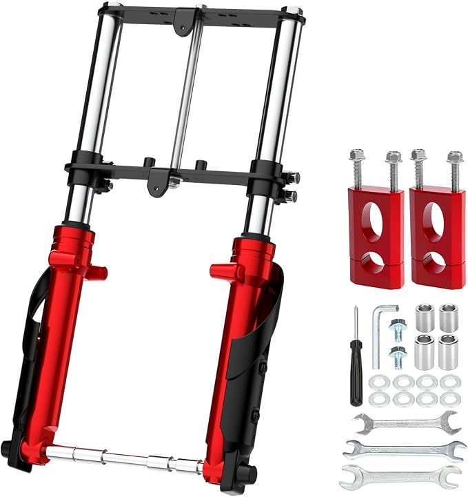 Mini Bike Front Forks Suspension Kit Replacement for Monster Mega Moto MMB80 80cc 105cc Coleman CT100U GMB100 Baja DB30 Motovox MBX10 MBX11 Trailmaster Storm 200 Parts 7/8 Handlebar Risers
