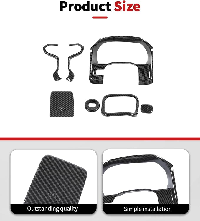 JWWY Interior Kit fit for 2014-2017 Chevrolet Chevy Silverado & GMC Sierra, Center Console Dashboard Start Switch Cover Trim Accessories Carbon Fiber 7PCS