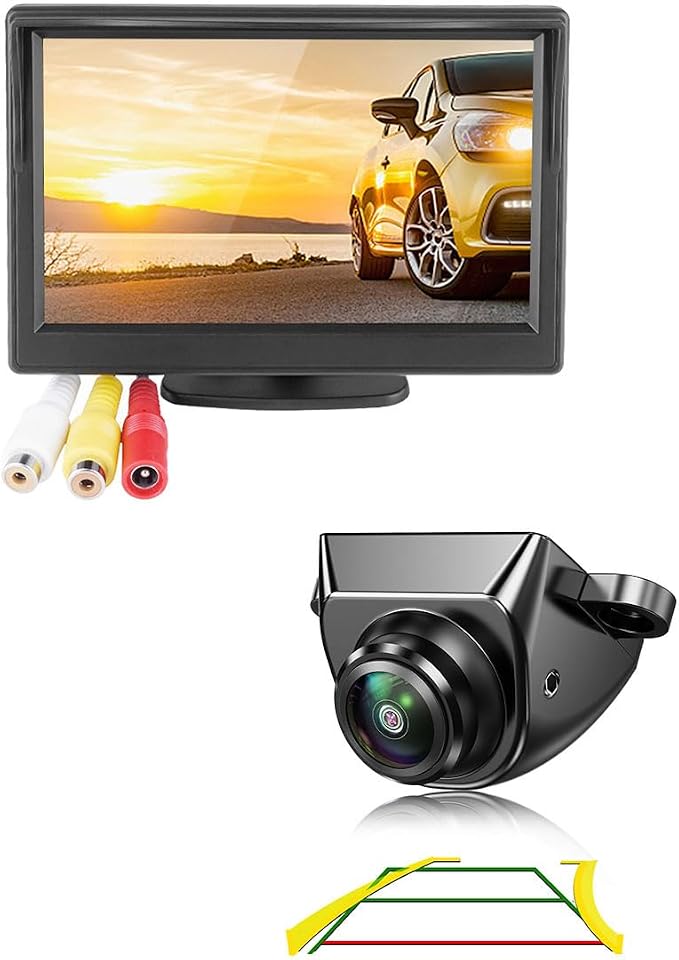 GreenYi AHD Monitor Camera Set, 800x480 HD TFT Monitor + Universal AHD 1080P Trajectory Rear Camera with Adjustable Fisheye Lens