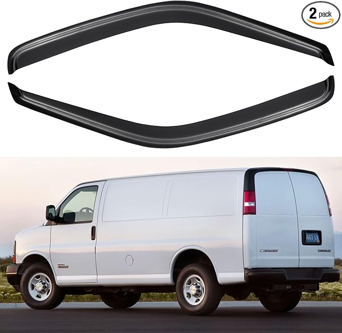 Window Visors Rain Guards Shield for 1996-2025 Chevy Express Van/GMC Savana, Out-Channel Window Vent Wind Deflectors Visors Shades