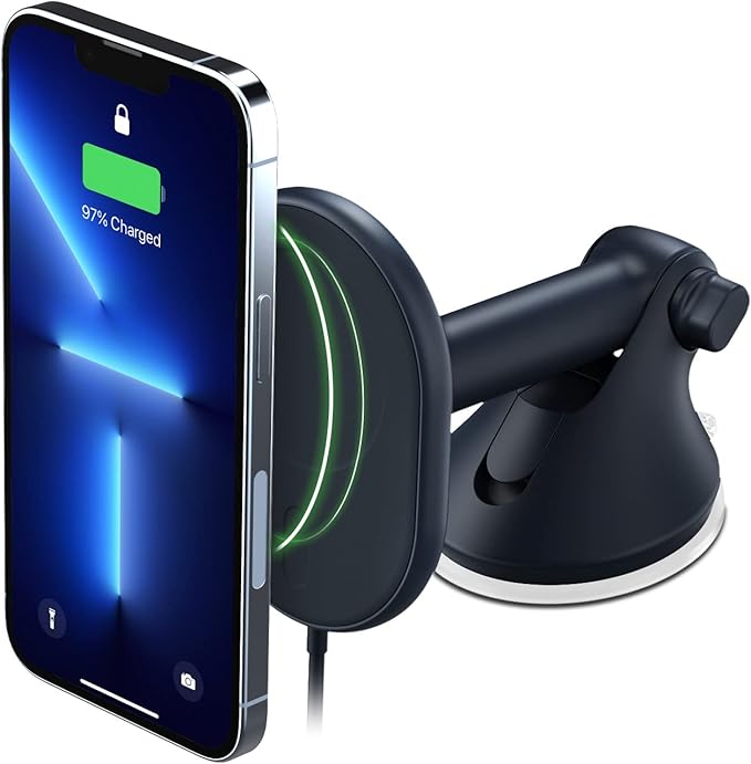 iOttie Velox Magnetic Wireless Car Mount for MagSafe iPhones - Charger Included. Compatible with iPhone 12 to 15 Series