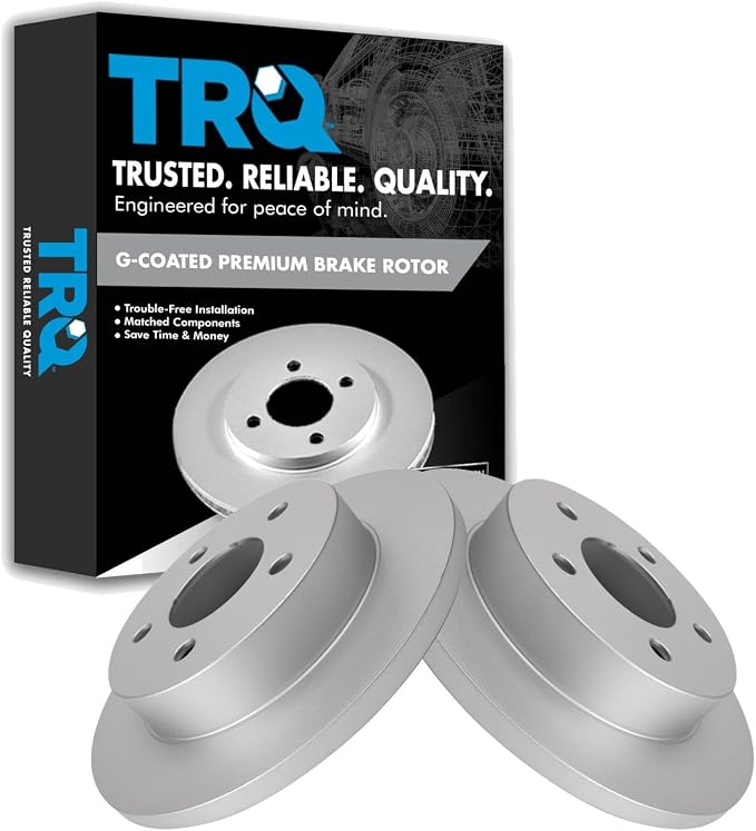 TRQ Rear Brake Rotor Set Solid G Coated Compatible with 1994-2004 Ford Mustang