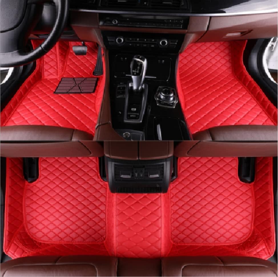 Custom Car Floor Mat Compatible with BMW Mercedes-Benz Toyota Cadillac Lexus Honda Infiniti Nissan Hyundai Kia Audi All Models Cars Sedans SUVs Automotive Mats (All red)