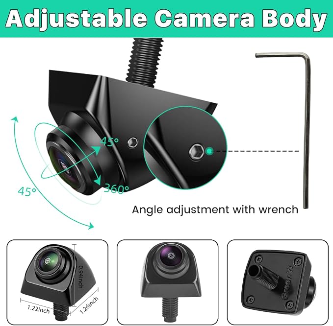 GreenYi AHD 1080P Car Backup Camera with Dynamic Trajectory Guide Line + 4Pin Male to M12 Aviation Female Cable Plug Adapter Converter