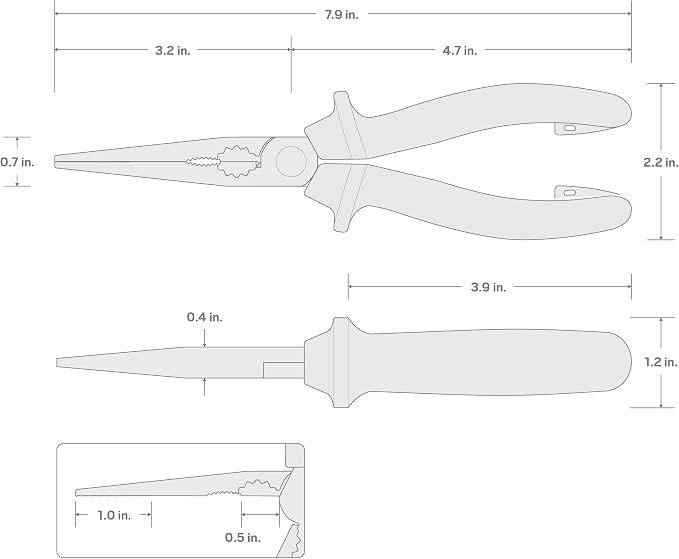 TEKTON 8 Inch Insulated Long Nose Pliers | PVG10008