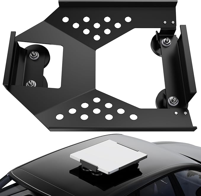 for Starlink Mini Mount, Magnetic Starlink Mini Car Mount Base Suction Cup Accessories Truck RV Flat Rack Roof Sunroof Kit Boat V4，for Camping, High-Speed & Extreme Conditions (Black)