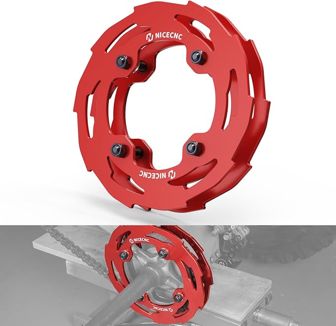NICECNC Sprocket Guard Chain Cover Protector Compatible with Yamaha YFZ450R 2009 2010 2011 2012 2013-2023, YFZ450R SE 2009-2019 2020 2021 2022 2023, See Fitments Red