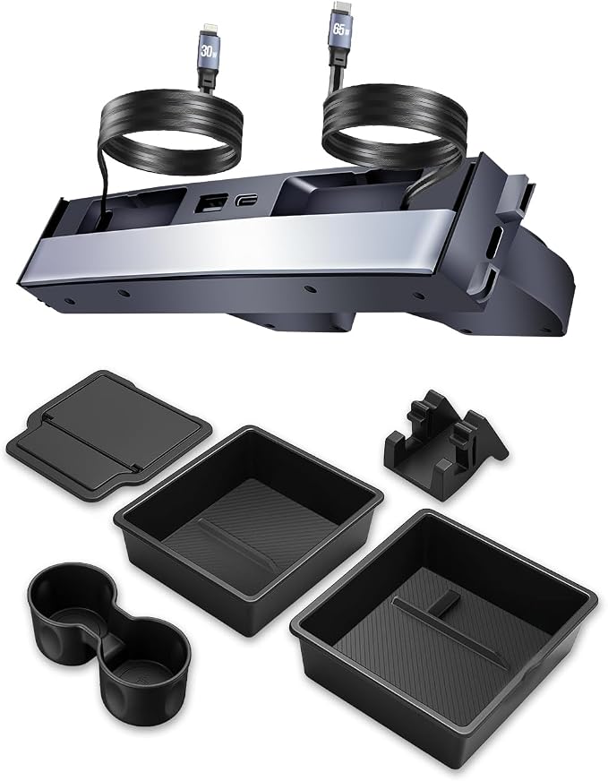 Upgrade 65W USB Charger Hub &Center Console Organizer (5PCS) forTesla Model Y Juniper 2026