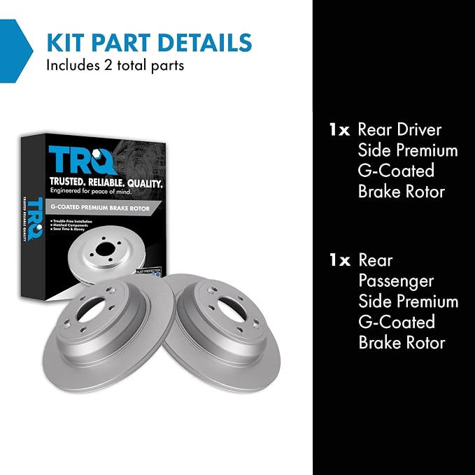 TRQ Rear Brake Rotor Set Solid G Coated Compatible with 2009-2016 Hyundai Genesis 2017-2020 Genesis G80 2016-2017 Kia K900