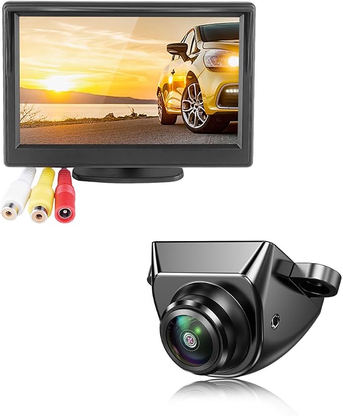 GreenYi AHD Monitor Camera Set, 800x480 HD TFT Monitor + Universal AHD 1080P Rear Front Side View Camera with Adjustable Fisheye Lens