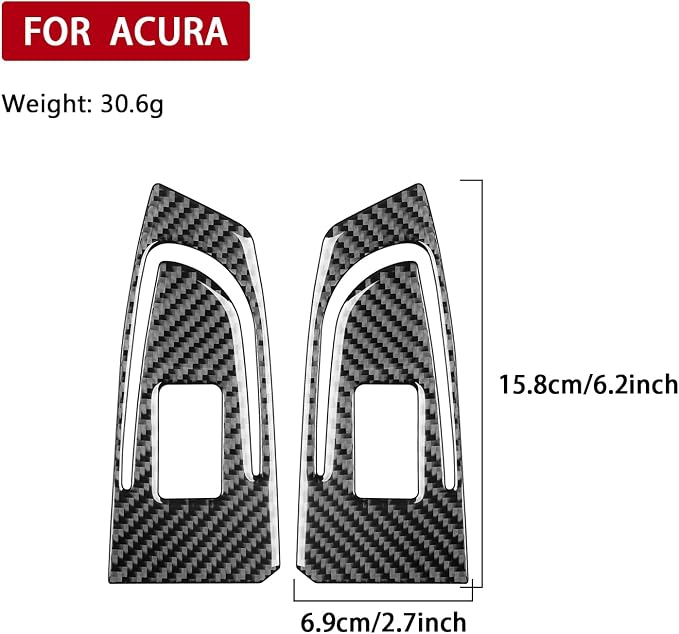 Black Soft Carbon Fiber car Interior Rear Window 2/Piece Decorative Sticker Suitable for Acura TSX 09-14 Carbon Fiber car Interior