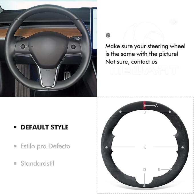 MEWANT Custom Hand Stitch Athsuede Steering Wheel Wrap Protector for Tesla Model 3 2017-2020 DIY Steering Cover