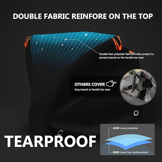 AIBIELY 116" Motorcycle Cover Storage Waterproof Outdoor,Heavy Duty Tearproof Durable Anti-UV Polyester,Weatherproof Scooter Moped Bike Covers Accessories,Fit for Honda,Yamaha, Kawasaki,Harley