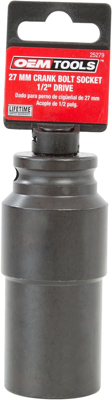 27mm Harmonic Balancer Socket, Heavy Duty Crank Bolt Removal Tool, 1/2" Drive Impact Socket for Crankshaft Pulley Bolts – OEMTOOLS 25279