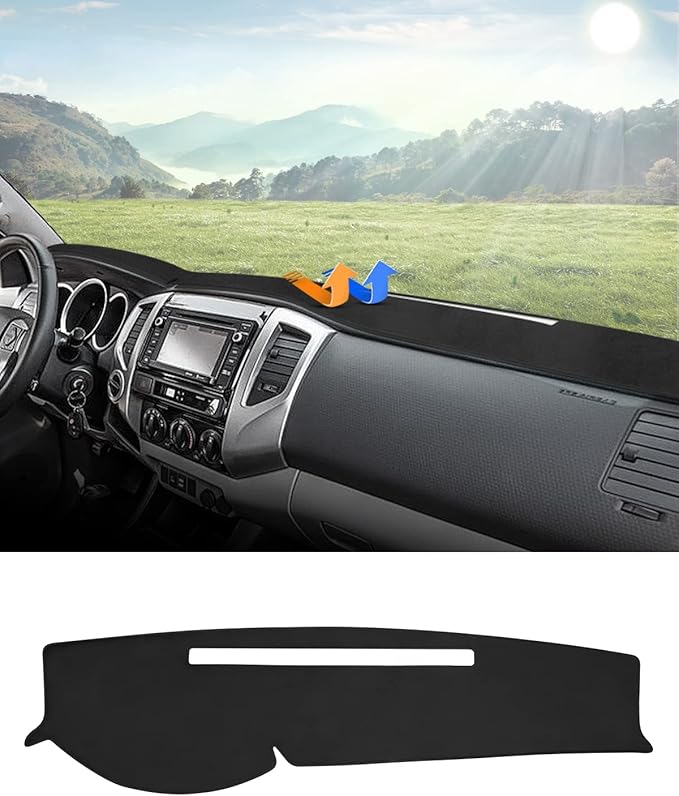 Autorder Dashboard Cover Mat for 2005-2015 Toyota Tacoma Pickup Accessories Dash Cover Flannel Dash Mat Sunshade Glare UV Rays Protector