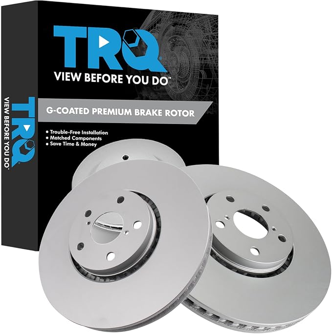 TRQ Front Brake Rotor Set G Coated Vented Compatible with 2007-2008 Lexus GS350 2007 GS450h 2008 GS460 2006-2020 IS350 2016-2017 IS200t 2018-2020 IS300