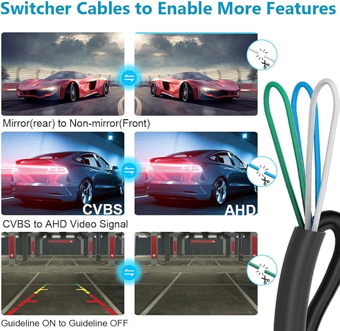 7 inch 1080P Vehicle Backup Camera Monitor Kit, Color TFT LCD Display HD Camera Rear View Reversing Parking Camera Waterproof for Car SUV Van Truck