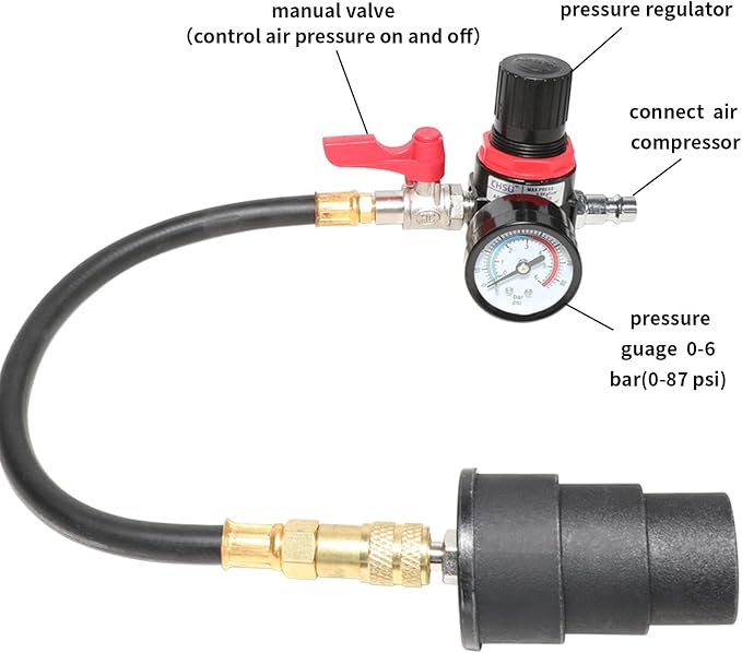 DPTOOL Turbo System Leakage Tester Turbocharger Air Pressure Guage Cooling System Intercoolers Radiators Hose Leaks Test with Regulator Manual Valve 1.38''-3.54''