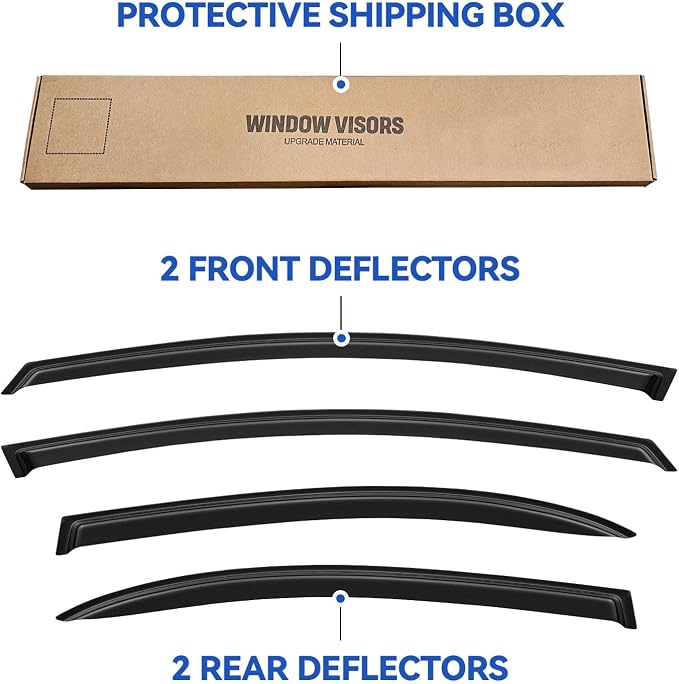 Window Visors Rain Guards for 2006 2007 2008 2009 2010 2011 Honda Civic, Out-Channel Window Vent Wind Deflectors Visors Shades for 06 07 08 09 10 11 Civic Sedan