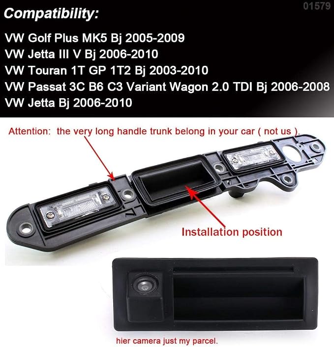 Trunk Tailgate Handle Rear View Camera Backup Camera Replacement for VW Golf Plus MK5 Jetta III V Touran 1T GP 1T2 Passat 3C B6 C3 Variant Wagon Waterproof Night Vision